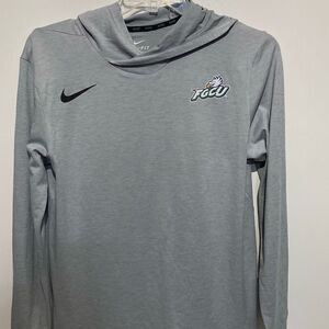 Nike Dri-Fit Men's Gray FGCU Florida Gulf Coast Light Hooded Shirt Size Medium